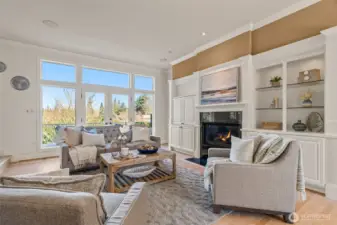 Comfortable living room with gas fireplace.