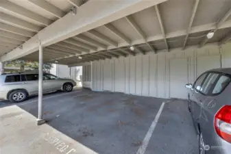 Parking spot and outside storage locker