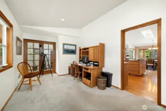 A large office sits off the kitchen with access from the front hall as well.