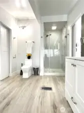 Gorgeous new bathroom, large luxurious shower.  Fully tiled.