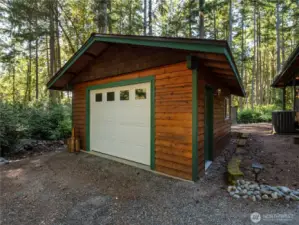 This one-car garage is oversized and allows for additional storage.