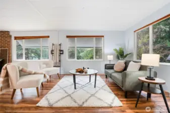 Large living room with plenty of natural light