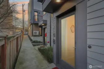 Your front door is down a private sidewalk