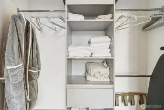 Built-in shelving in primary closet