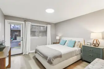 Lower level guest suite with private entrance and covered patio