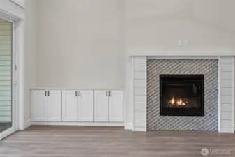 Gas Fireplace with custom cabinetry