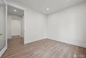 Home office with glass door