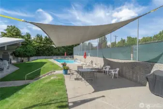 Pool and sunscreen just across driveway