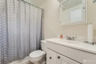 Full bath with shower/tub combo.