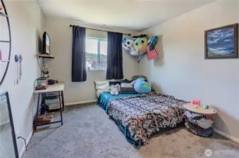 Bright and versatile, this secondary bedroom features a large window with peaceful views, plush carpeting, and space to unwind, play, or study.
