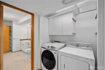 Laundry and bathroom.