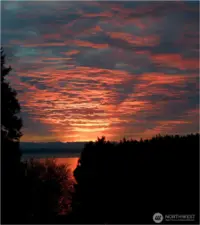 Enjoy your morning coffee as the sun rises over the Cascades and Puget Sound.