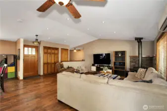 Looking back towards the front entry. Laminate flooring throughout the living areas.