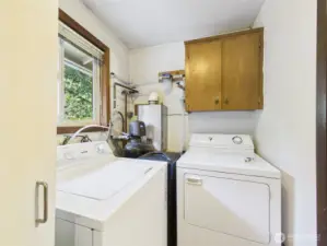 Utility room and canning room with insta hot water tank and water softeners