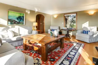 The living room looking back at the front yard.