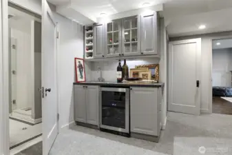 Basement entertainment center.