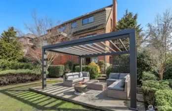 Pergola in the back yard.  The yard is totally secluded.