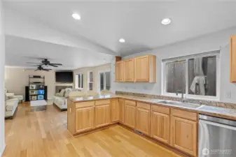 Spacious main floor kitchen with eating area