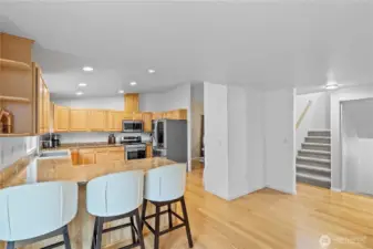 Spacious main floor kitchen with eating area