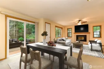 Kitchen eating space & Rec room - Image has been virtually staged