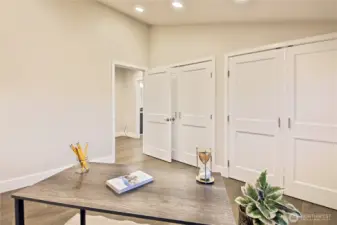 One more view shows the wall to wall closets.