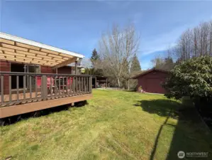 Backyard with shop/garage in the background