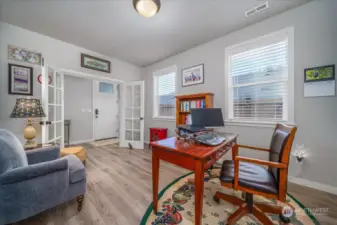 Another angle of the Office/Den or Formal Dining room with dual French doors