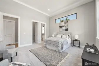 Stunning enough to be the primary suite, but this is a secondary guest suite, also on the main level.