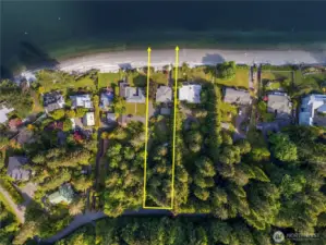 Aerial view of the property...stretches from the water to the street.