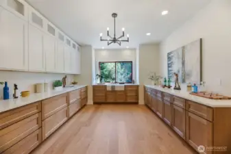 Whoa! HUGE Butler’s Pantry:    Custom cabinetry with abundant storage  Quartz counters & prep sink for catering or party staging  Dedicated wine fridge connection  Perfect for coffee station, bar service, or extra food prep area