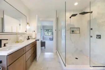 Just wait until you see the shower! This is not just your typical dual head shower. This is the all new Grohe SmartControl shower system!