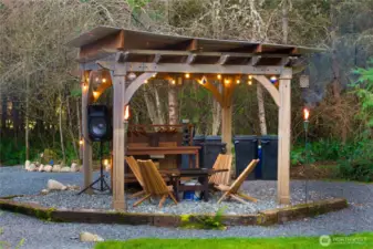 Outdoor Gazebo with new metal roof is a great place to entertain