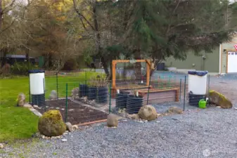 Fenced garden with raised beds & irrigation
