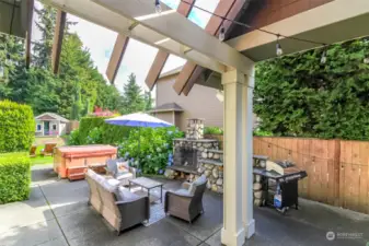 Entertainers delight. Rock faced fireplace with bbq plumbed to the house.