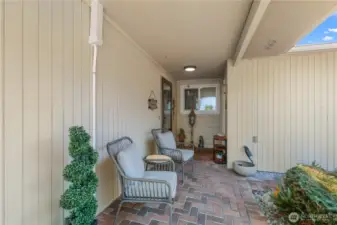 Large covered entry way is so inviting