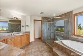 Primary bath w jetted tub and large shower