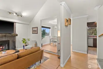 Hall to stairway, dining and kitchen