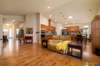 Open bright floor plan with soaring ceilings