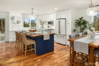 Remodeled Kitchen with large island and Cafe' appliances.
