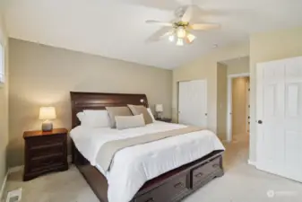 Upstairs - this is an oversized primary bedroom with walk-in closet plus second closet, remodeled bathroom en suite.