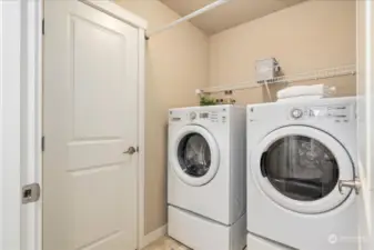 Upstairs laundry with newer washer/dryer