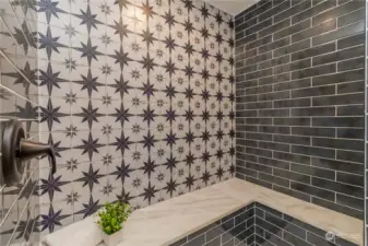 Walk in shower with bench