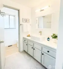 Primary bedroom, shower, and toilet are conveniently enclosed in its own room.