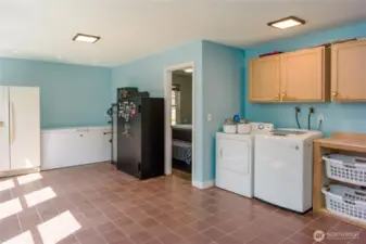 Basement laundry and entrance to master bedroom