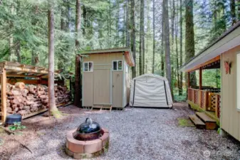 Covered wood pile