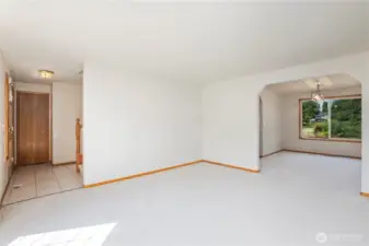 Living Room opens up to Dining Room