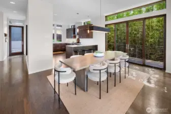 Dining space and kitchen