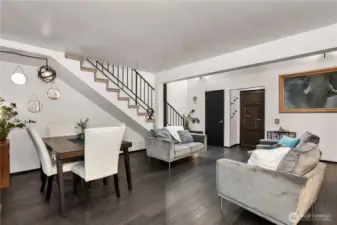 This view is from the entrance and coat closet that has a little cubby area where you can store addition items or make a little fort.