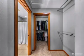 Walk-in closet provides generous storage and organization space. Designed for ease and accessibility.