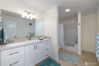 Full bathroom located on lower  level.